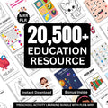 20,500+ Kids Educational Resources Bundle | Printable Worksheets, Homeschool Activities & PLR/MRR Rights